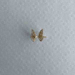 sterling silver 18k gold plated butterfly ring