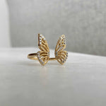 Load image into Gallery viewer, sterling silver 18k gold plated butterfly ring
