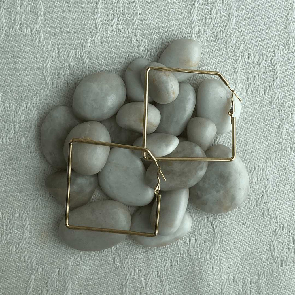 stainless steel 18k gold plated square hoop earrings 