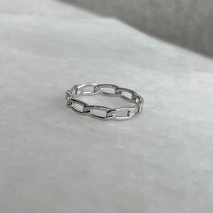 sterling silver rhodium plated link ring