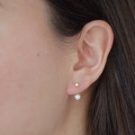 Load image into Gallery viewer, woman wearing sterling silver 18k gold plated pearl jacket earrings
