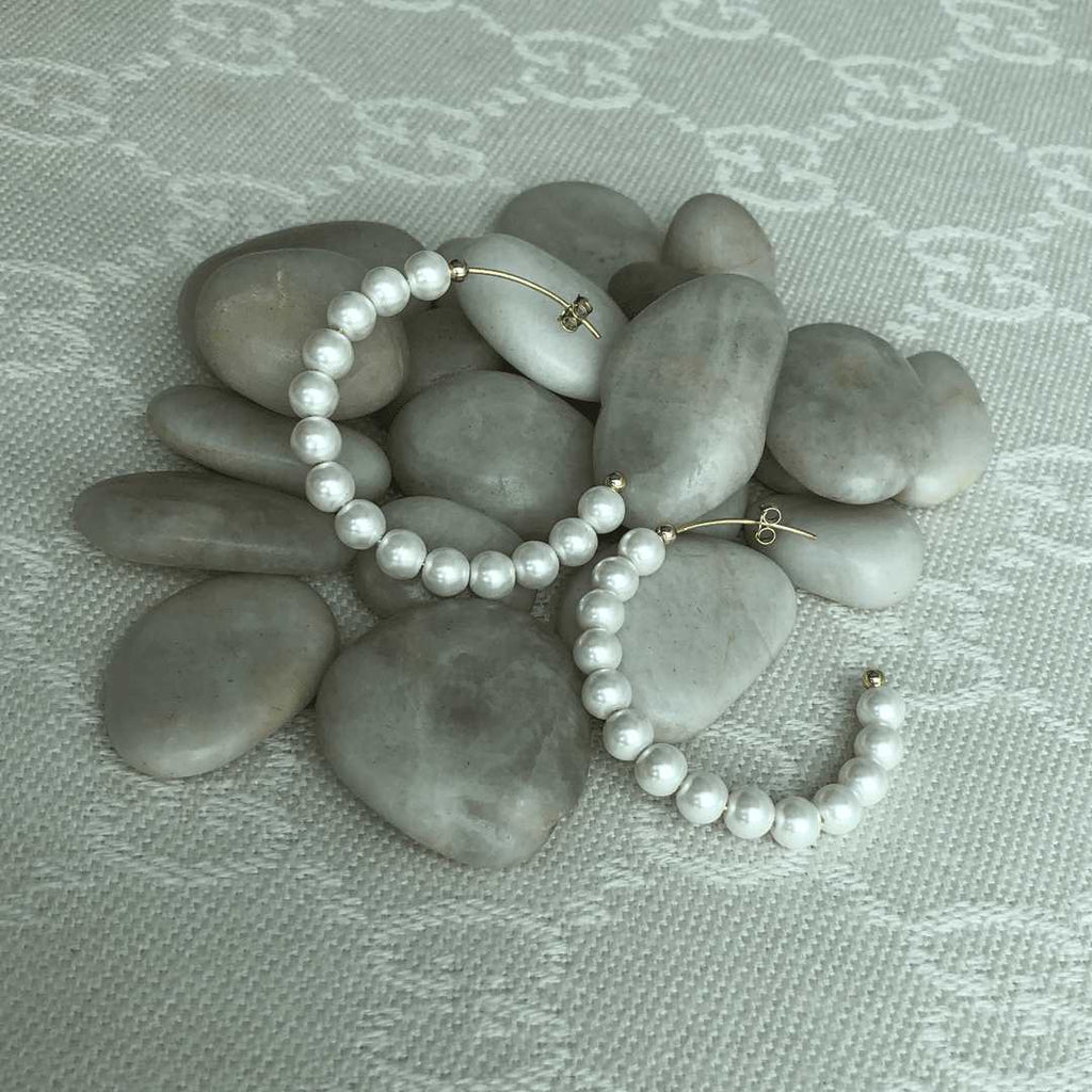 freshwater pearls on a hoop earrings