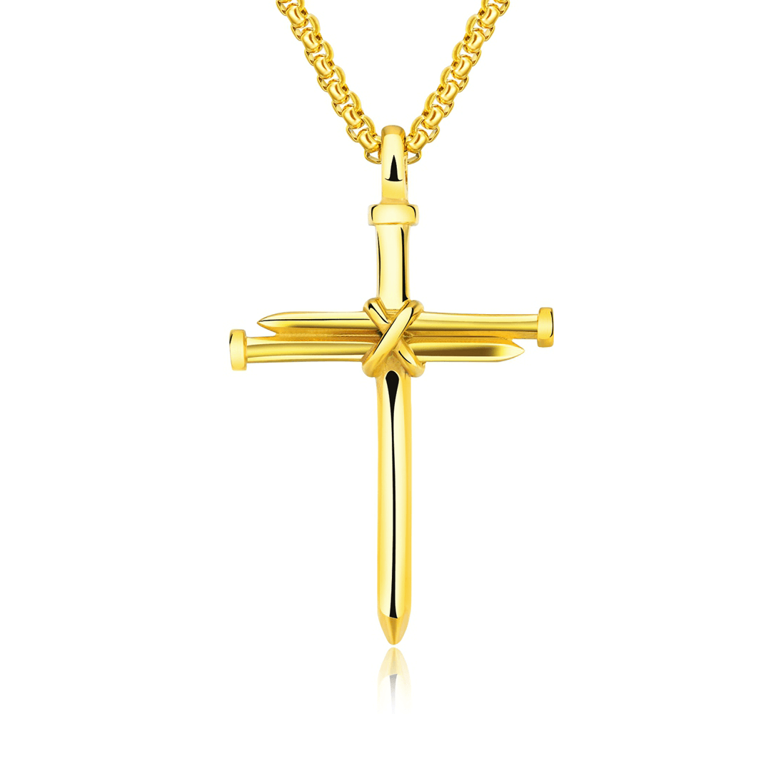 stainless steel 18k gold plated box chain necklace with pendant