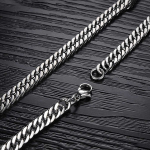 mens stainless steel rhodium platinum plated classic link necklace