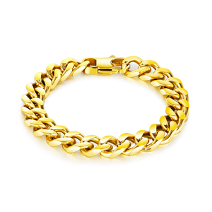mens stainless steel 18k gold plated classic link bracelet