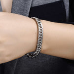 Load image into Gallery viewer, man wearing stainless steel chain bracelet
