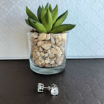Load image into Gallery viewer, sterling silver with rhodium plating cubic zirconia round stud earrings in various sizes
