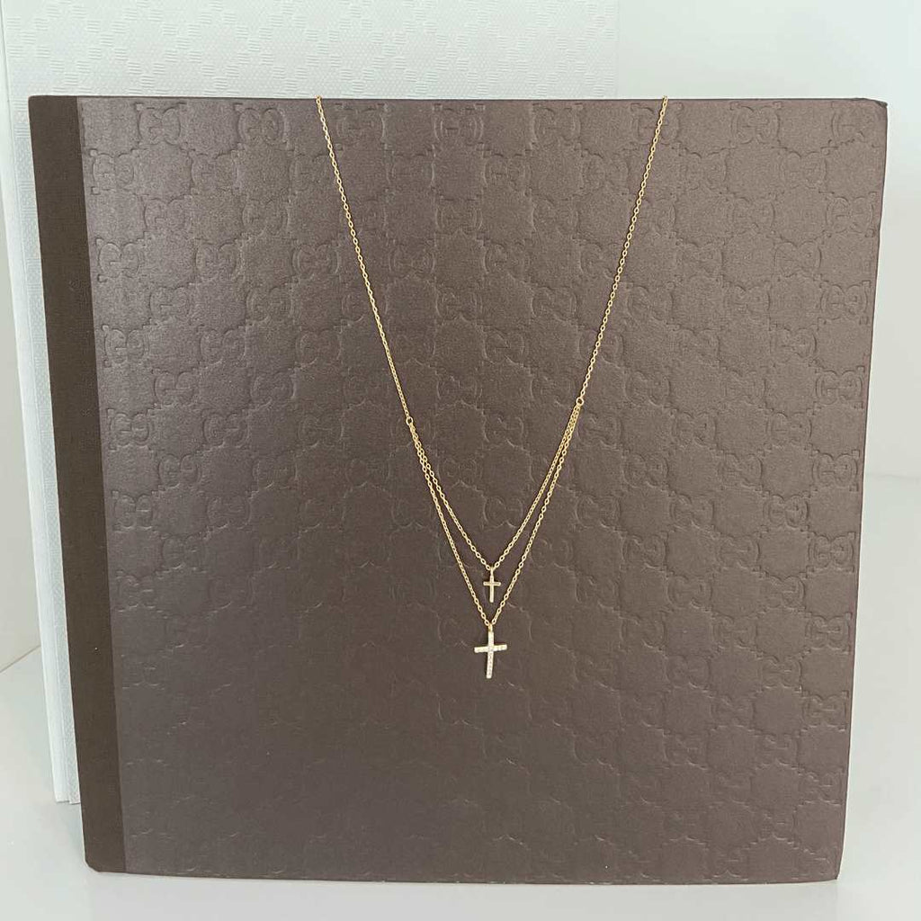 sterling silver 18k gold plated cross me twice necklace