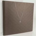 Load image into Gallery viewer, sterling silver rhodium plated cross me twice necklace
