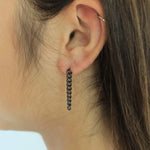 Load image into Gallery viewer, woman wearing sterling silver gun metal black plated curb chain earrings

