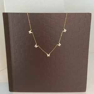 sterling silver 18k gold plated five little butterflies necklace