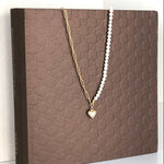 Load image into Gallery viewer, sterling silver 18k gold plated paperclip pearl heart necklace
