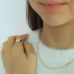 Load image into Gallery viewer, woman wearing sterling silver 18k gold plated solid ring
