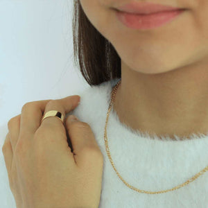 woman wearing sterling silver 18k gold plated solid ring