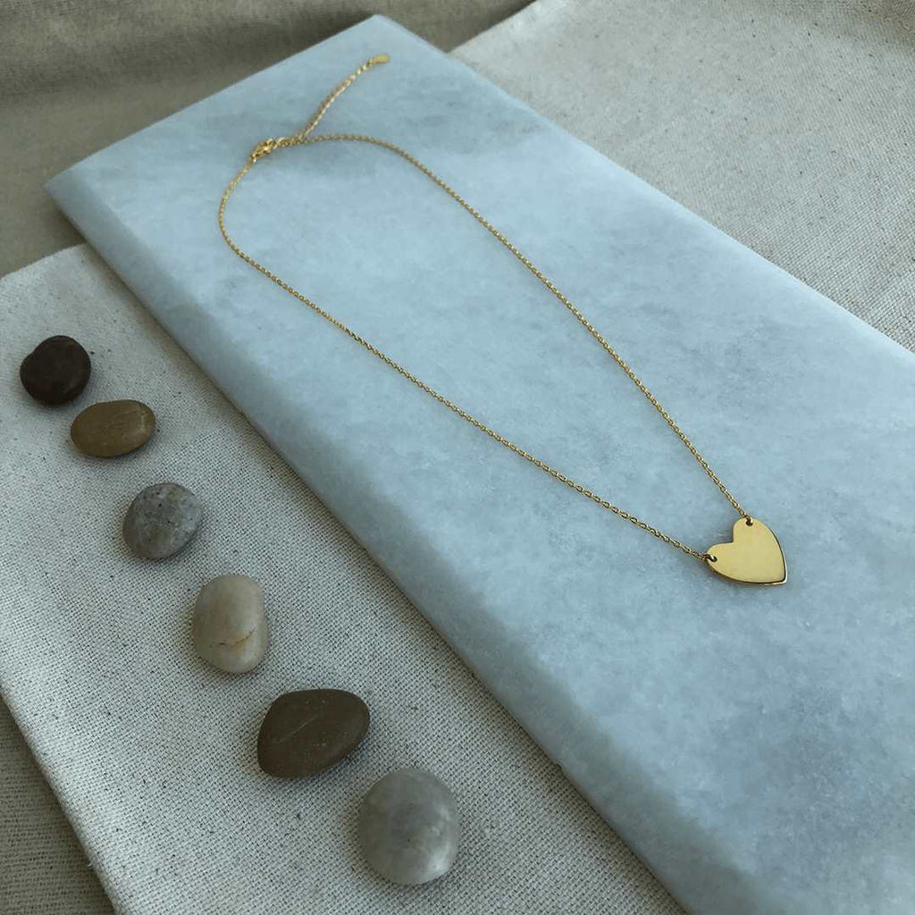 sterling silver 18k gold plated solo heart necklace